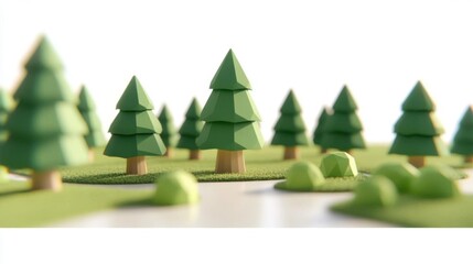 Low Poly Forest Scene: 3D Render