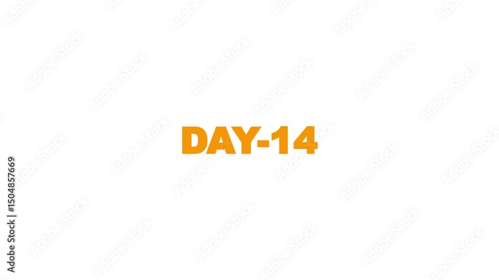 Poster day 14, 14 day text animation. day 14 animation luma matte with transparent background 4k appointmen