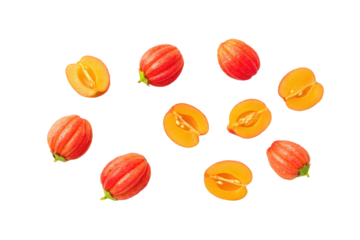 Whole Surinam cherry with ribbed lobes isolated on transparent background adds tropical nostalgia to cocktail-shrub labels