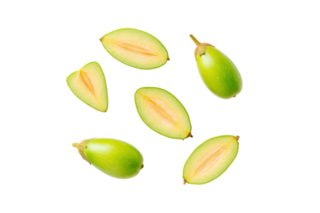 Orange scarlet eggplant half isolated on transparent background perfect for spicy chutney infographic call-outs