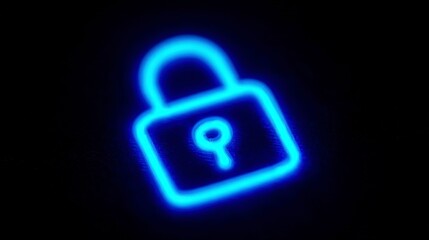 Glowing Blue Padlock Icon  Digital Security  Privacy  and Protection