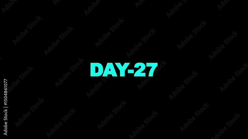 Poster day 27, 27 day text animation. day 27 animation luma matte with transparent background 4k appointmen