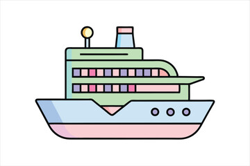 Obraz premium Marine Shipping Boat Illustration in Vector Line Art