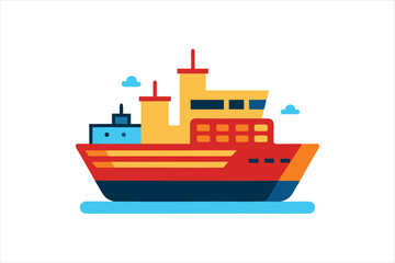 Marine Transport Icon in Flat Vector Style with White Background