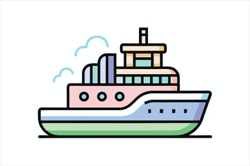 Obraz premium Minimalist Marine Ship Vector Silhouette Isolated on White Background