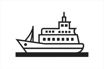Obraz premium Modern Transport Ship Outline Vector Design for Shipping Themes