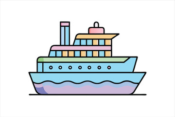 Obraz premium Ocean Transport Ship Vector Icon on White Background