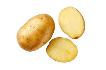 Baby potato half isolated on transparent background perfect for portion-control dietary guides and meal-planning apps