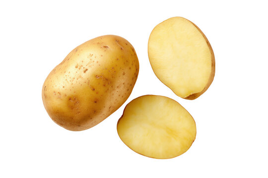 Baby potato half isolated on transparent background perfect for portion-control dietary guides and meal-planning apps