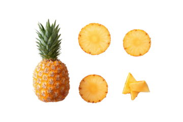 Whole green pineapple variant isolated on transparent background conveys fresh unripened aesthetic for fermentation-kit visuals