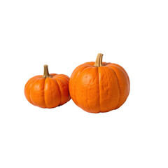 Vibrant orange pumpkins with textured surface, set against a transparent background, perfect for autumn decor and seasonal themes..