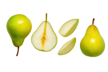 Red Anjou pear half isolated on transparent background ideal for nutrient-density infographic graphics