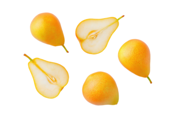 Crimson pear-orange half isolated on transparent background ideal for antioxidant-rich smoothie infographic call-outs
