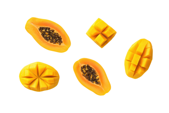 Julienned green-papaya shreds on transparent background perfect for salad-topping charts and raw-diet graphics