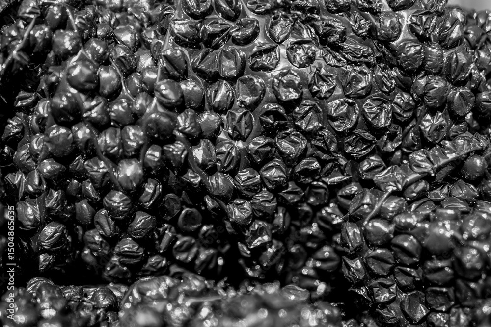 Poster monochrome bubble wrap texture showing a dynamic play of light and shadow across the surface, sugges