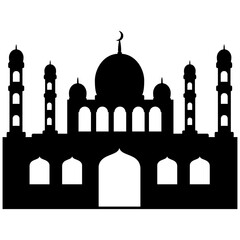 Flat Mosque Silhouette. Vector illustration of a Muslim Mosque Silhouette. Ramadan ramadhan kareem. eid mubarak