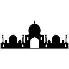 Flat Mosque Silhouette. Vector illustration of a Muslim Mosque Silhouette. Ramadan ramadhan kareem. eid mubarak