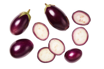 Organised white-eggplant slices on transparent background perfect for low-carb lasagna infographic visuals