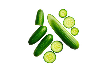 Mini cucumber half showing seeds on transparent background perfect for sandwich-recipe visuals