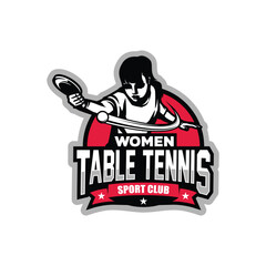 Women Table Tennis Tournament Logo Design Vector