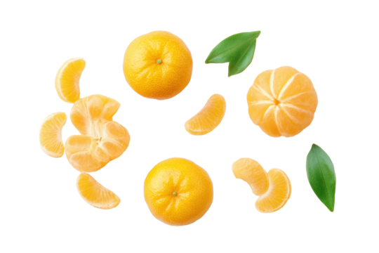 Mandarin wedges neatly arrayed on transparent background ideal for kids-snack package patterns