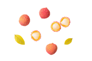 Whole green lychee variant isolated on transparent background offers unique orchard vibe for limited-edition drink cans