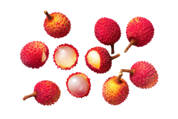 Minimal lychee slice motif on transparent background supplies elegant accent for spa water marketing