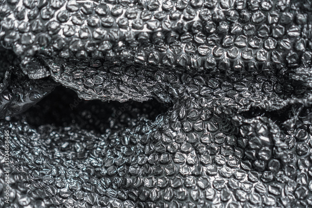 Poster abstract, metallic bubble wrap fills the frame, creating a textured and reflective surface. the irre
