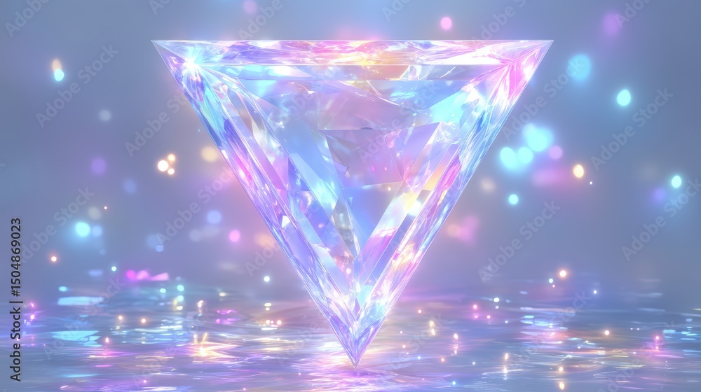 Poster sparkling triangular gem abstract light bokeh background