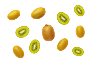 Neat kiwi slice grid on transparent background perfect for yogurt-topping charts and cereal-box graphics
