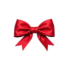Fototapeta premium Glossy red ribbon bow with a shiny texture, perfect for festive designs, elegant presentation..