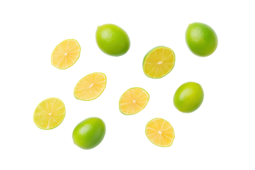 Yellow key lime half isolated on transparent background perfect for tropical-dessert recipe imagery