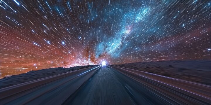 A breathtaking view of a galactic highway, where planets and stars align in a mesmerizing cosmic journey