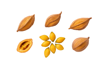 Whole green jatobá seed pod isolated on transparent background perfect for raw-ingredient spotlights in biodiversity cookbooks