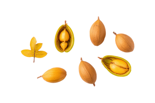 Grid of green jatobá seeds on transparent background great for sustainable snack-bar graphics and paleo-diet infographics