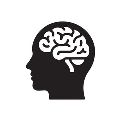 Obraz premium Profile View of a Head with a Detailed Brain Illustration
