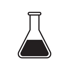 Simple black and white silhouette of an erlenmeyer flask laboratory icon for science education experiment and chemical research