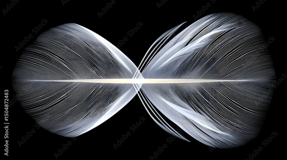 Poster ethereal abstract feathers in symmetrical composition