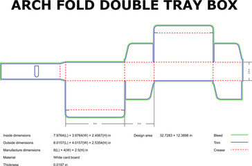 Arch fold double tray box diecut template design