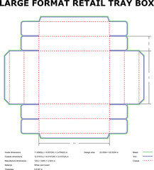Large Format Retail Tray Box Packaging Template for Product Design and Manufacturing