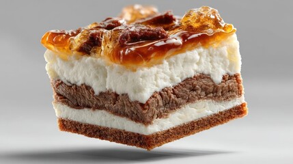 Delicious layered cake with chocolate and cream filling.