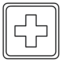 Fototapeta premium -red-cross-first-aid-square-outline-sign-medicine-.eps