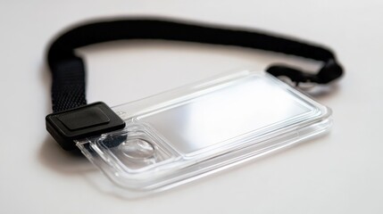 Clear plastic id badge holder with black lanyard ideal for events conventions or workplace identification