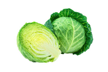 Fototapeta premium Cabbage, perfectly lit flat-lay commercial photograph of fresh cabbage, no background