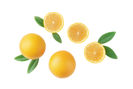 Minimalist bitter orange pattern isolated on transparent background, excellent for cocktail garnish guides and citrus spice packs