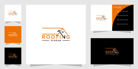 House roofing logo and business card template	