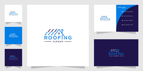 House roofing logo and business card template	