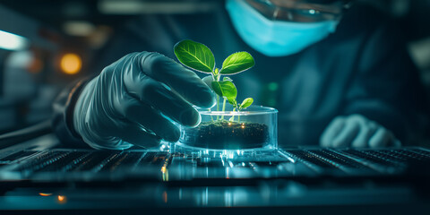 Semiconductor industry growth innovative plant research in technology labs nurturing sustainable development