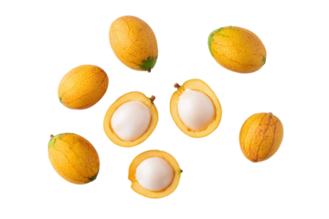 Bright bacuri arrangement isolated on transparent background, ideal for beverage labels and exotic recipe cards