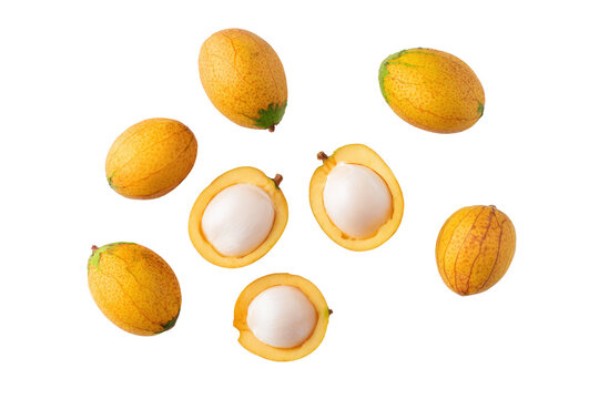 Bright bacuri arrangement isolated on transparent background, ideal for beverage labels and exotic recipe cards